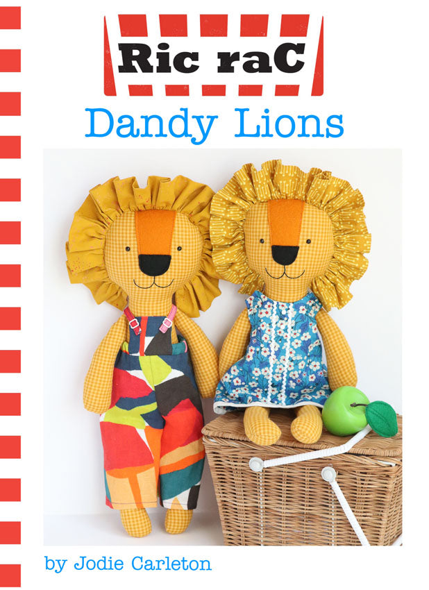 Dandy Lions Sewing Pattern | Beginner PDF Soft Toy Pattern featuring Ricrac's charming lion dolls.