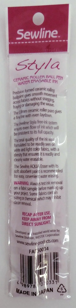 Sewline Styla ceramic styling tool packaging with text and branding.