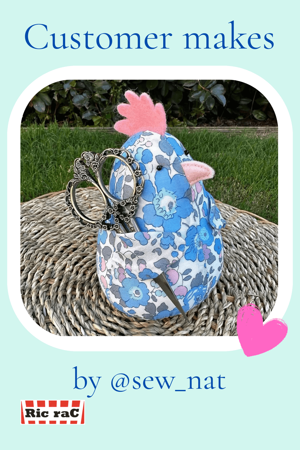 Chicken caddy: chicken pincushion softie – jodiericrac