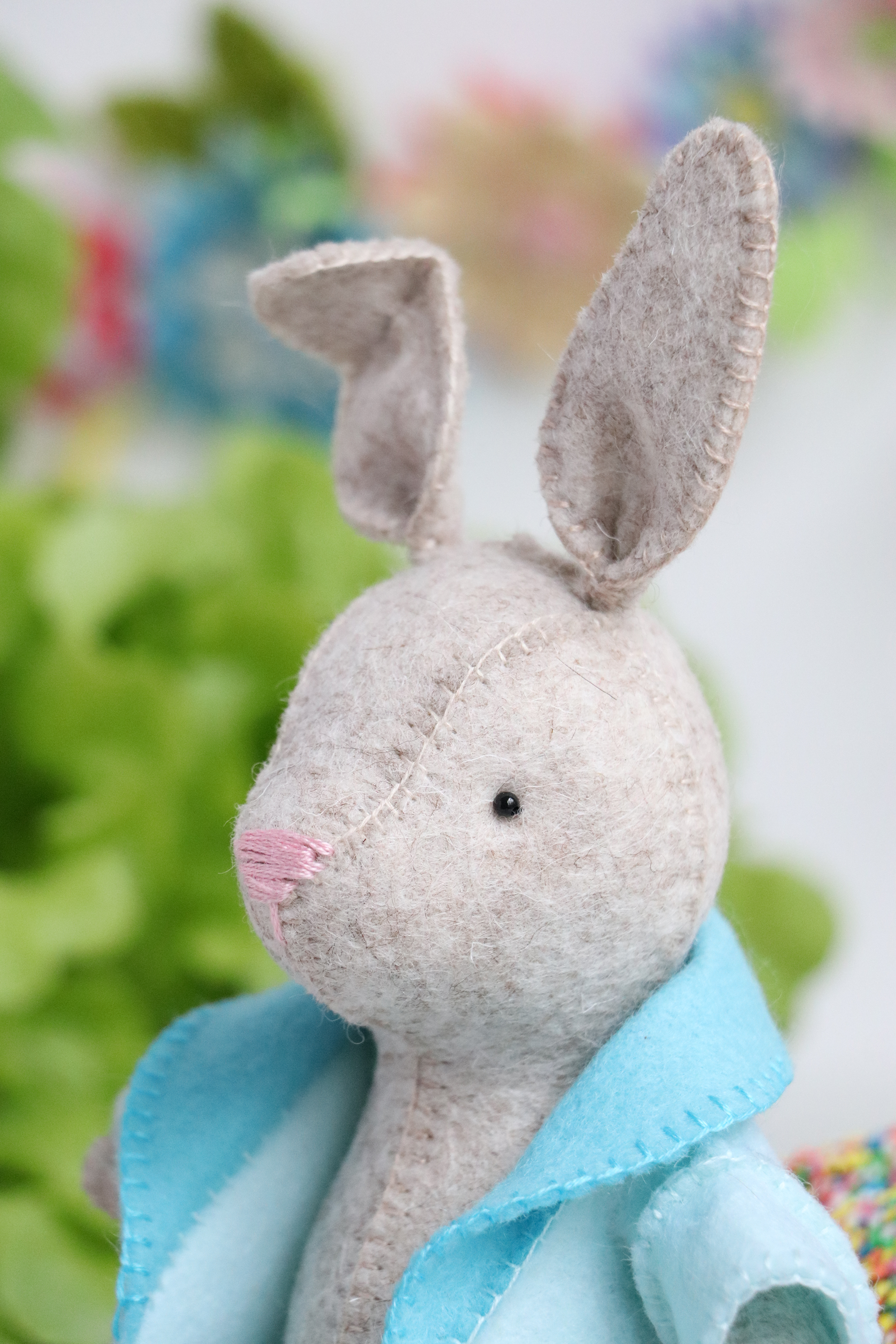 Felt Bunny Sewing Pattern | Hand-Sewn PDF Rabbits with Clothes ...